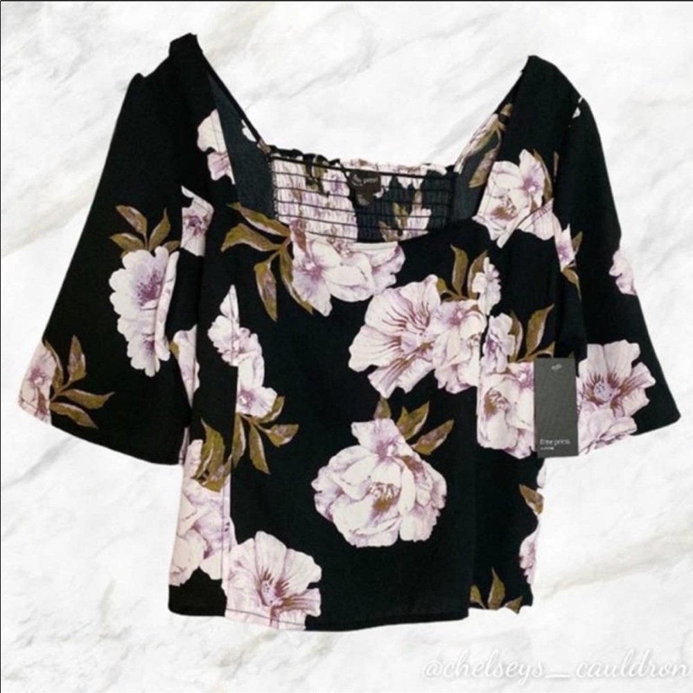 FREE PRESS Floral Smocked Off Shoulder Blouse NWT